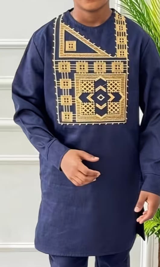 Navy blue 3piece embroidered outfit